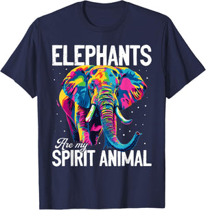 Funny Elephant Animal Elephants are my spirit animal T-Shirt - T-Shirt | Navy