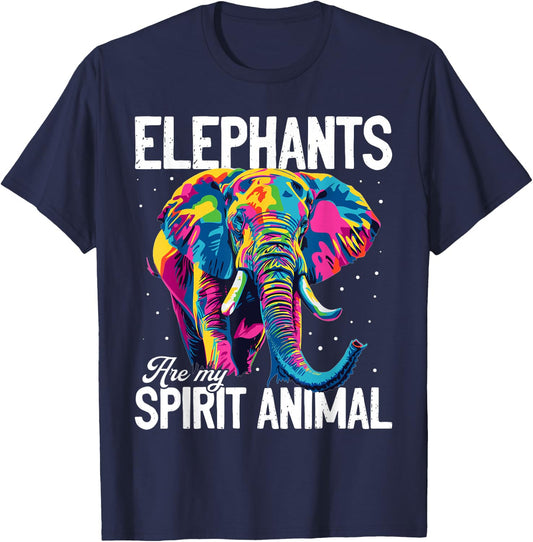 Funny Elephant Animal Elephants are my spirit animal T-Shirt - T-Shirt | Navy