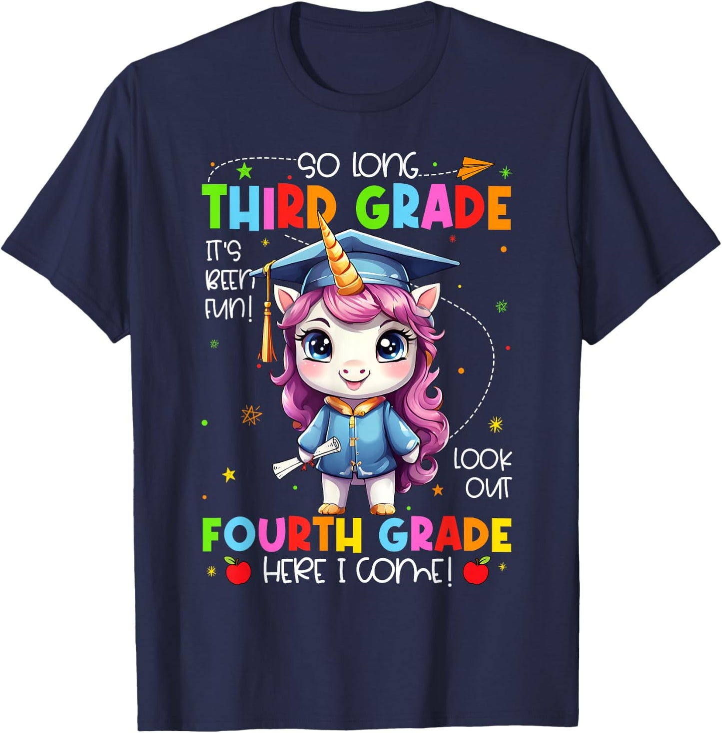 Unicorn So Long 3rd Grade Graduation Last Day Of School T-Shirt - T-Shirt | Navy