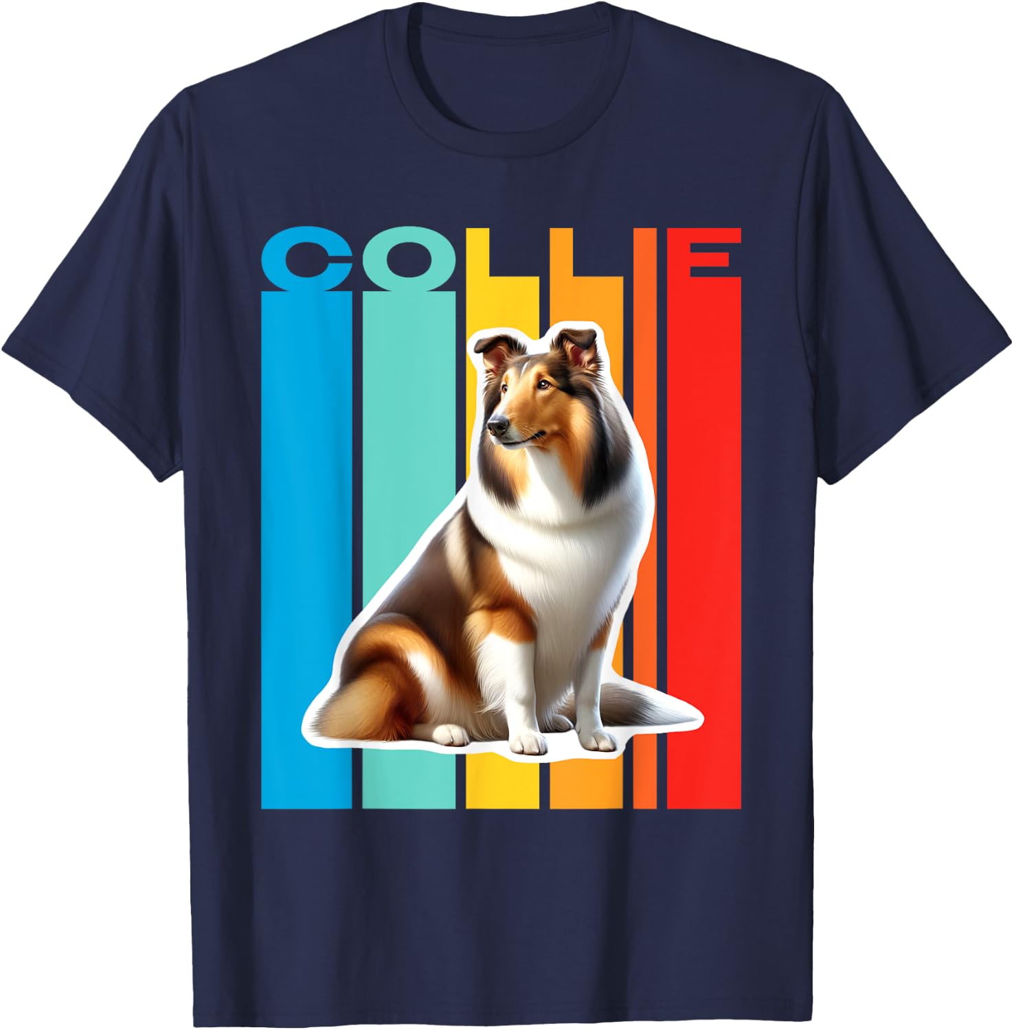 Colorful Collie T-Shirt - T-Shirt | Navy