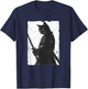 Vintage Samurai Cat Graphic Art Japanese Ukiyo-e Women Girls Kids T-Shirt - T-Shirt | Navy