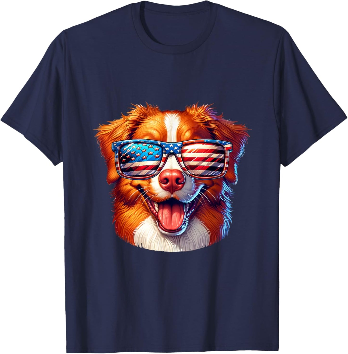 Nova Scotia Duck Tolling Retriever toller 4th Of July Dog Women Kids T-Shirt - T-Shirt | Navy