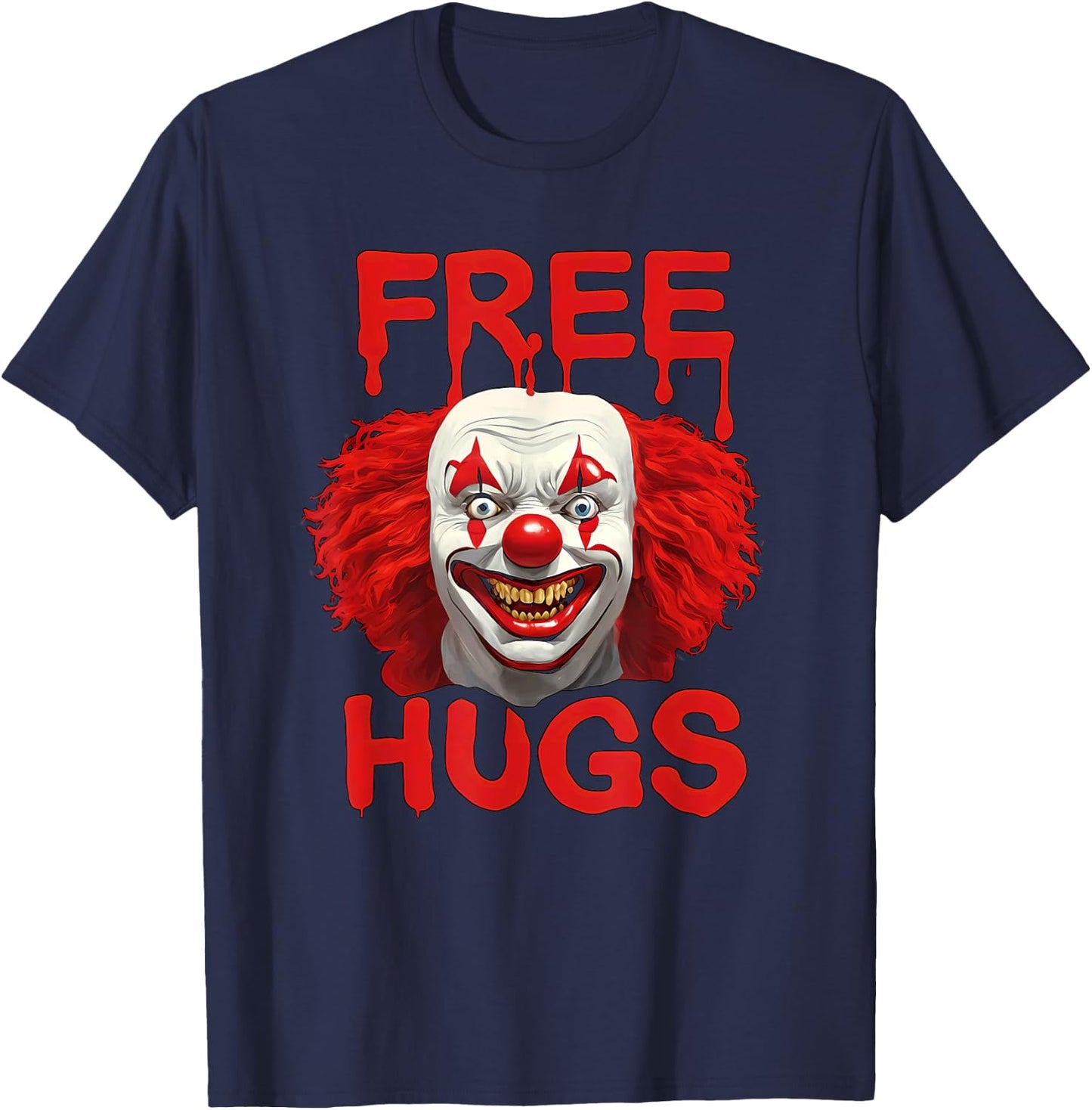 Horror Scary Clown Free Hug Halloween Costume T-Shirt - T-Shirt | Navy