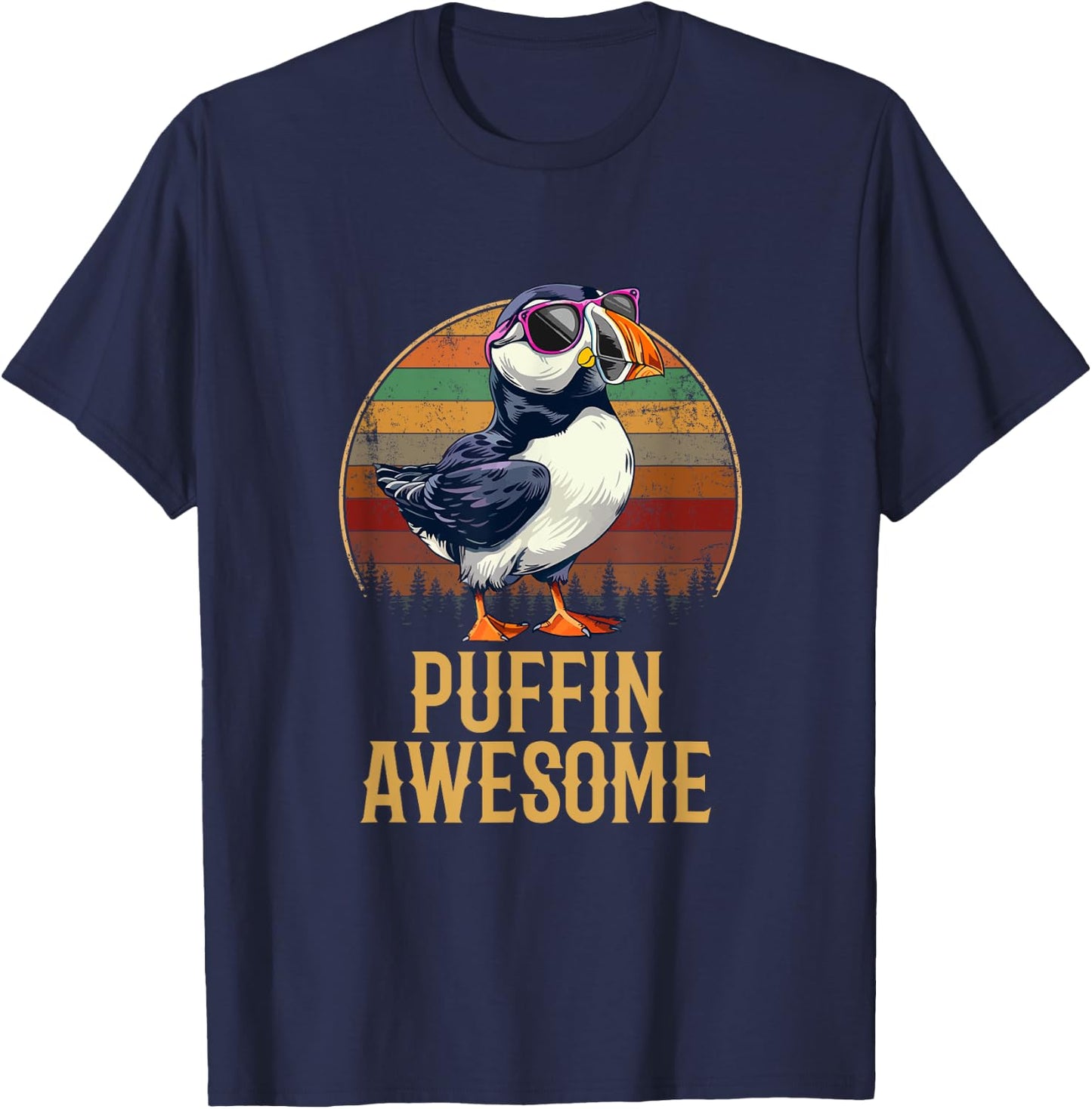 Puffin Awesome, Puffin T-Shirt - T-Shirt | Navy