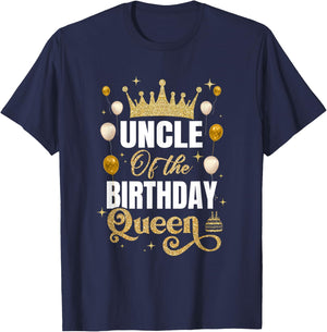 Uncle Of The Birthday Queen Women Girls Bday Party T-Shirt - T-Shirt | Navy