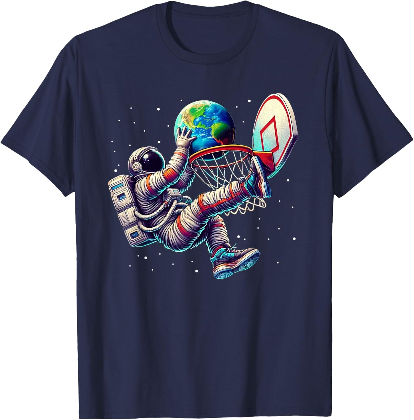 Astronaut Basketball Men Women Kids Outer Space T-Shirt - T-Shirt | Navy