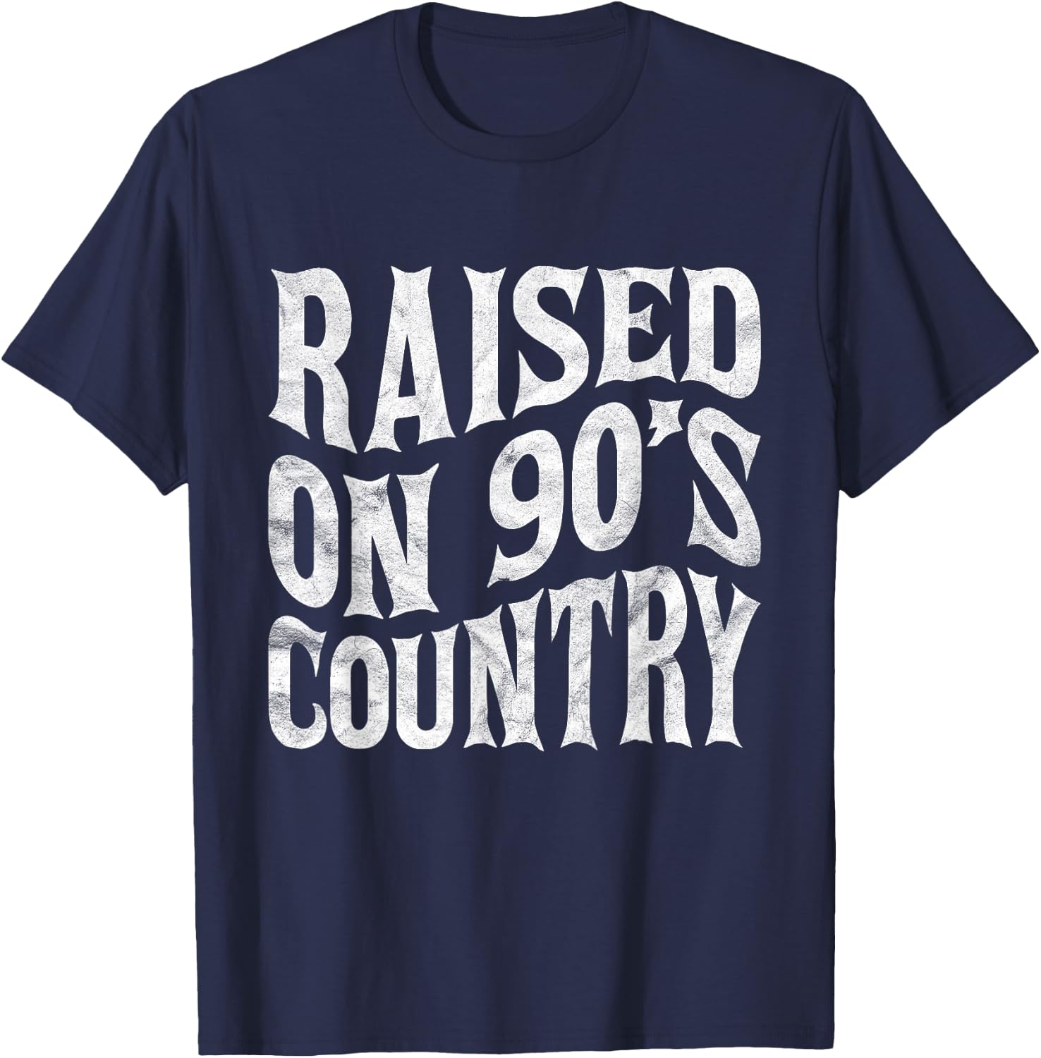 Vintage Letter Print Men Women Raised On 90’s Country Music T-Shirt - T-Shirt | Navy