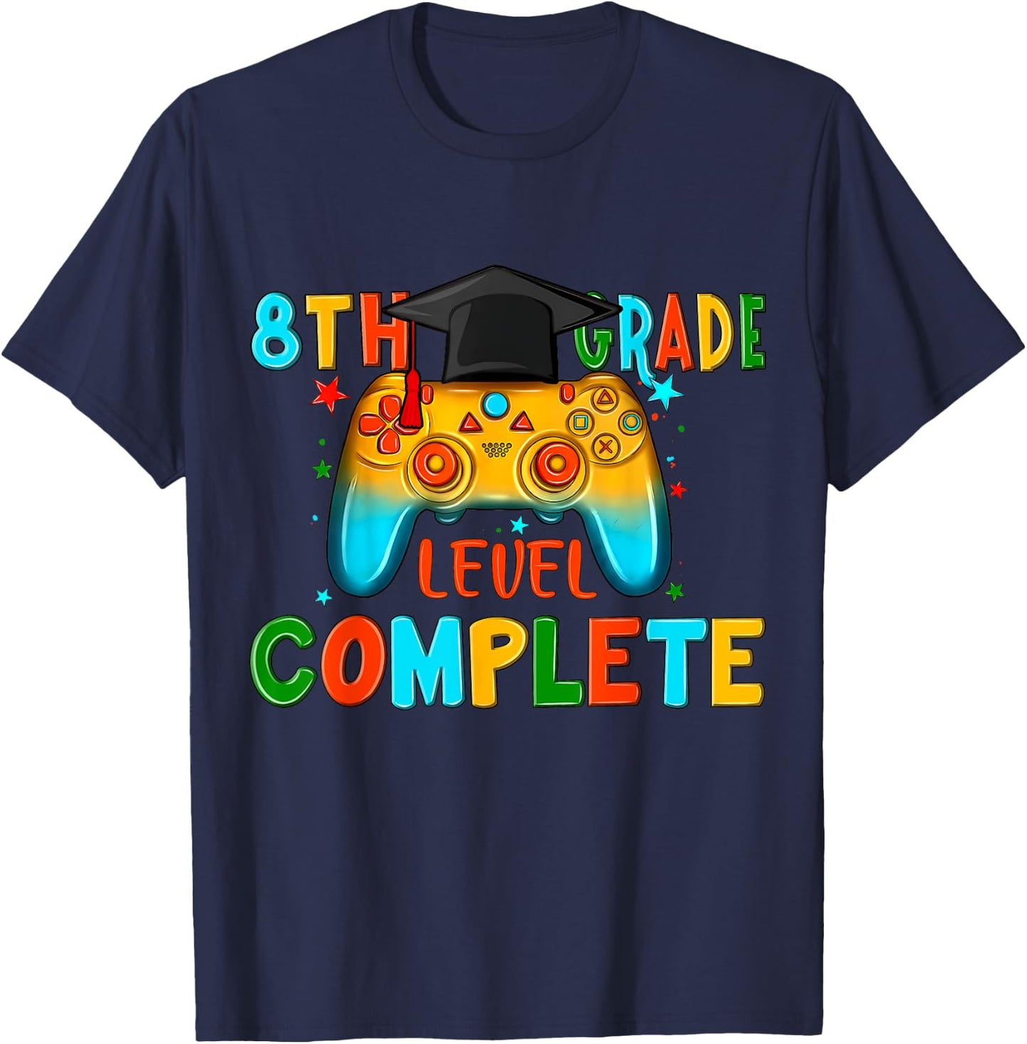 8th Grade Gamer Graduate Game Over Teacher Graduation 2024 Women Kids T-Shirt - T-Shirt | Navy