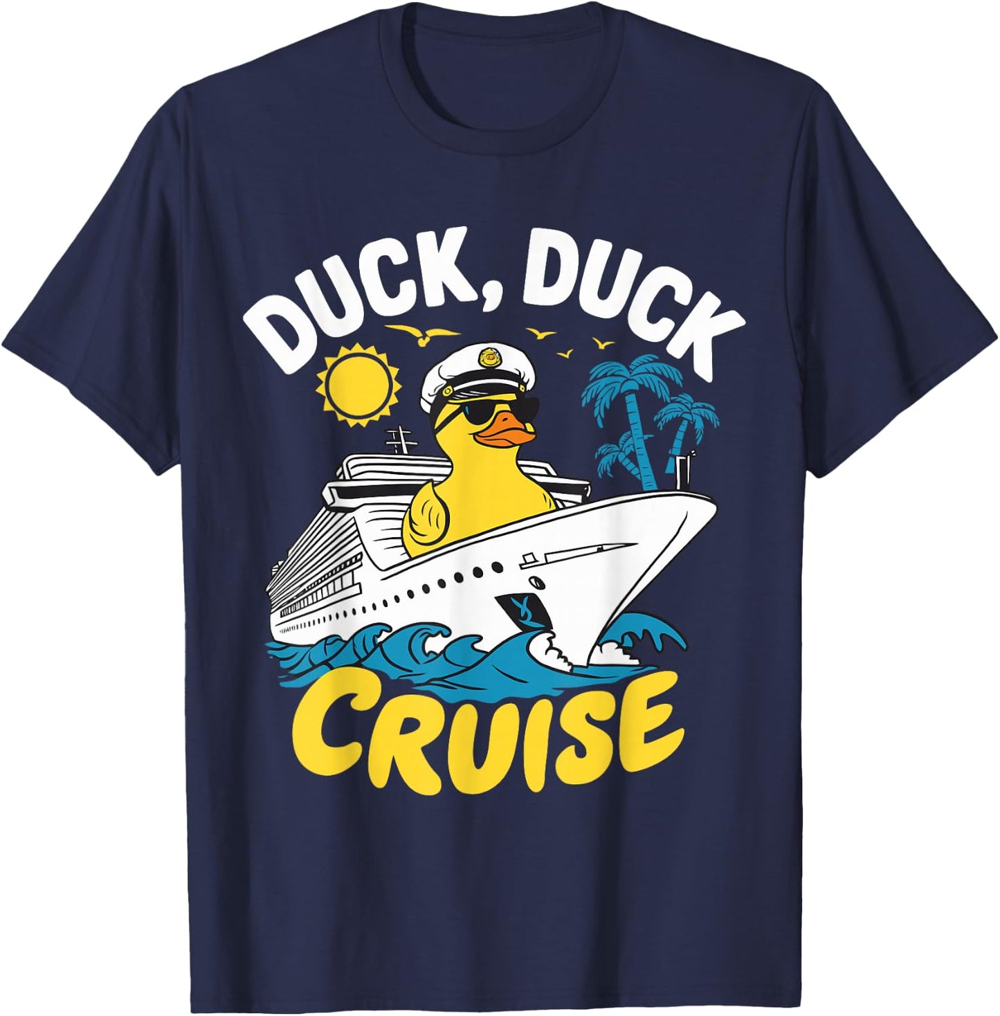 Duck Duck Cruise Ship Family Matching Vacation Rubber Duck T-Shirt - T-Shirt | Navy