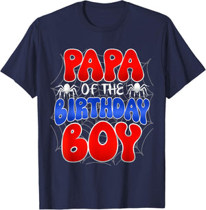PAPA of the Birthday Boy Costume Spider Web Birthday Party T-Shirt - T-Shirt | Navy