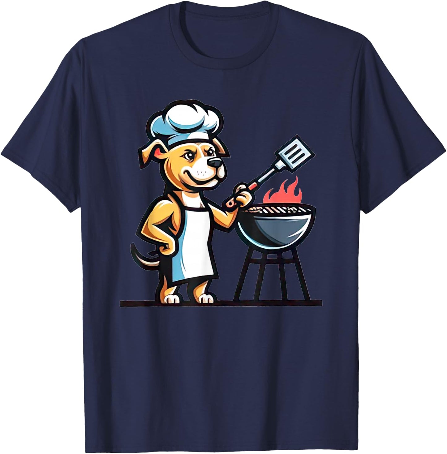 Pitbull Dog Doing Barbecue Dog Lover Funny Grill Master T-Shirt - T-Shirt | Navy