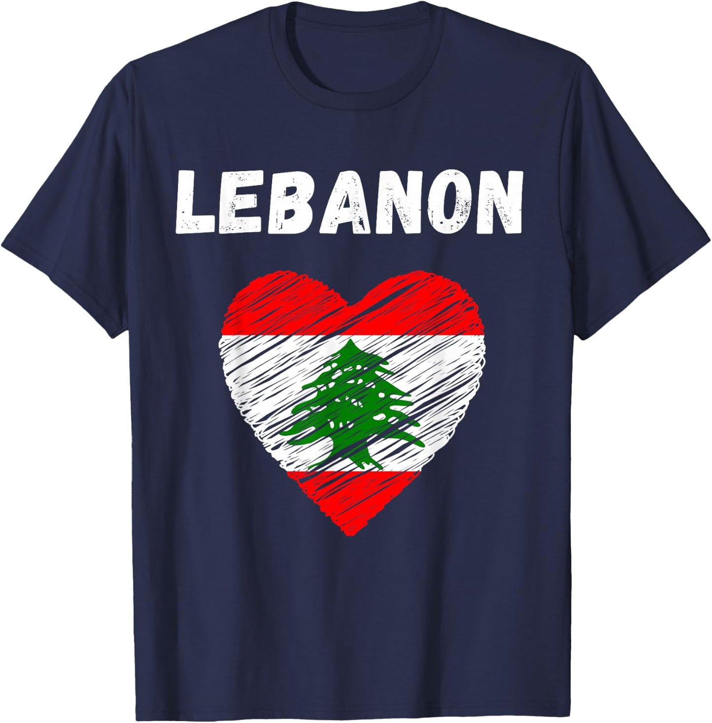 Lebanon Flag Holiday Lebanon Heart Lebanese Flag T-Shirt - T-Shirt | Navy