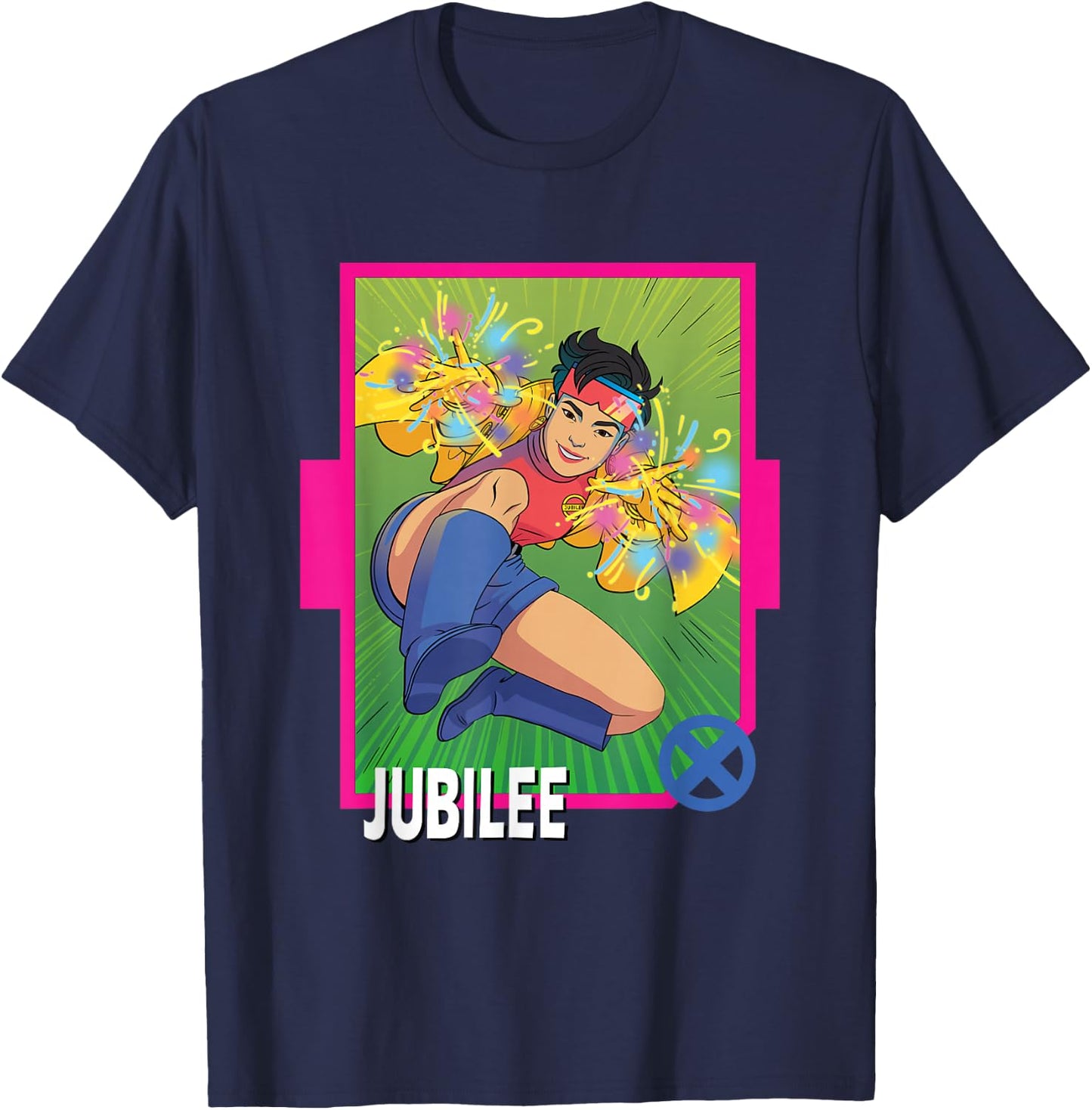 Marvel X-Men '97 Classic Jubilee Vintage Super Hero Card T-Shirt - T-Shirt | Navy