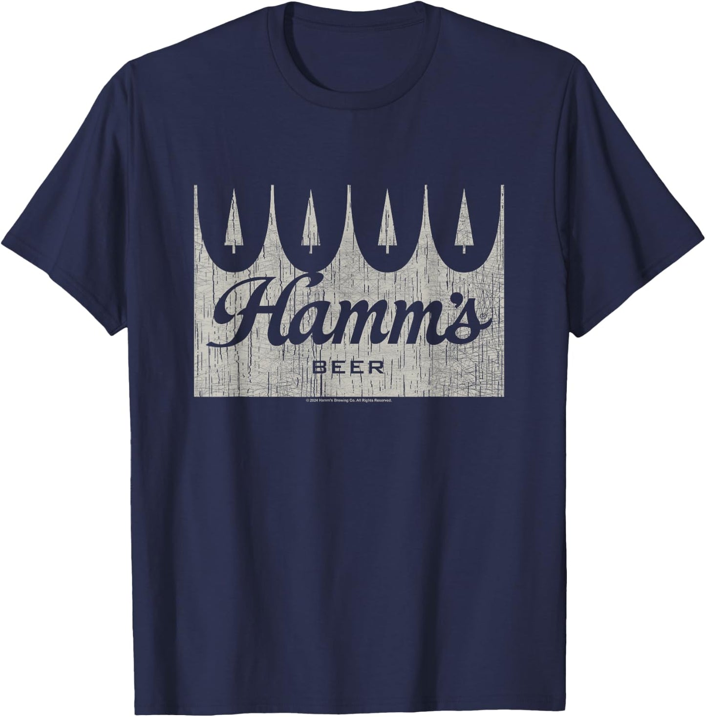 Hamm's Distressed Wooden Sign Beer Badge T-Shirt - T-Shirt | Navy