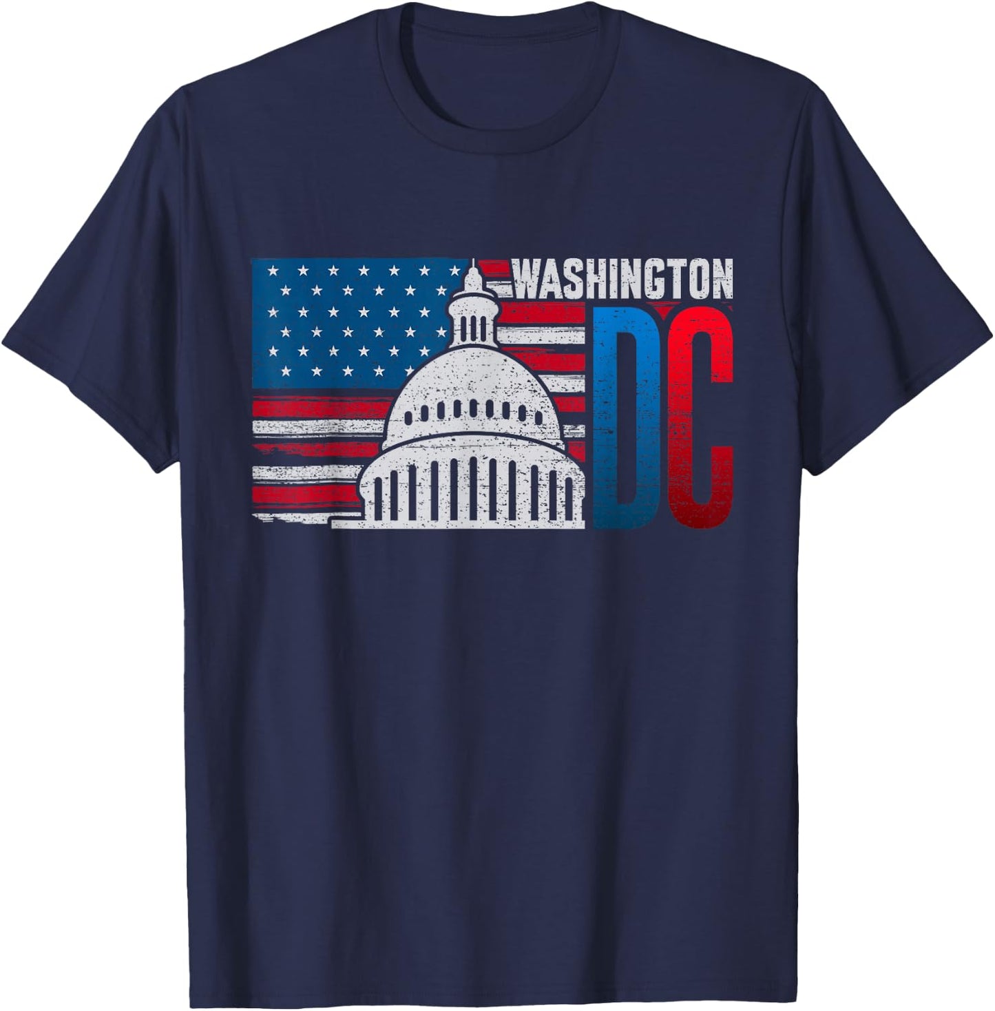 Washington DC Capitol Hill American Flag USA Pride Souvenir T-Shirt - T-Shirt | Navy