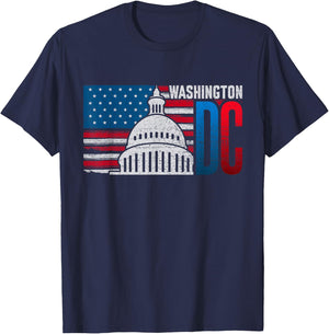 Washington DC Capitol Hill American Flag USA Pride Souvenir T-Shirt - T-Shirt | Navy