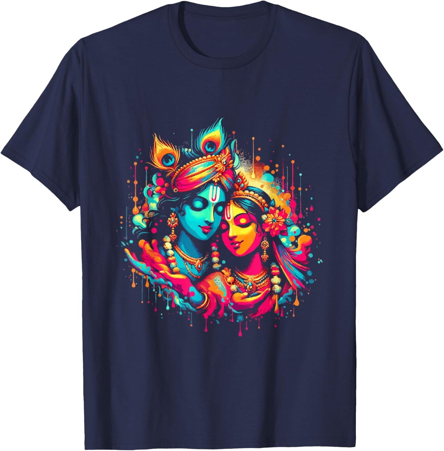 Lord Shri Krishna Radha Rani Radhika Krishna Lover Devotee T-Shirt - T-Shirt | Navy