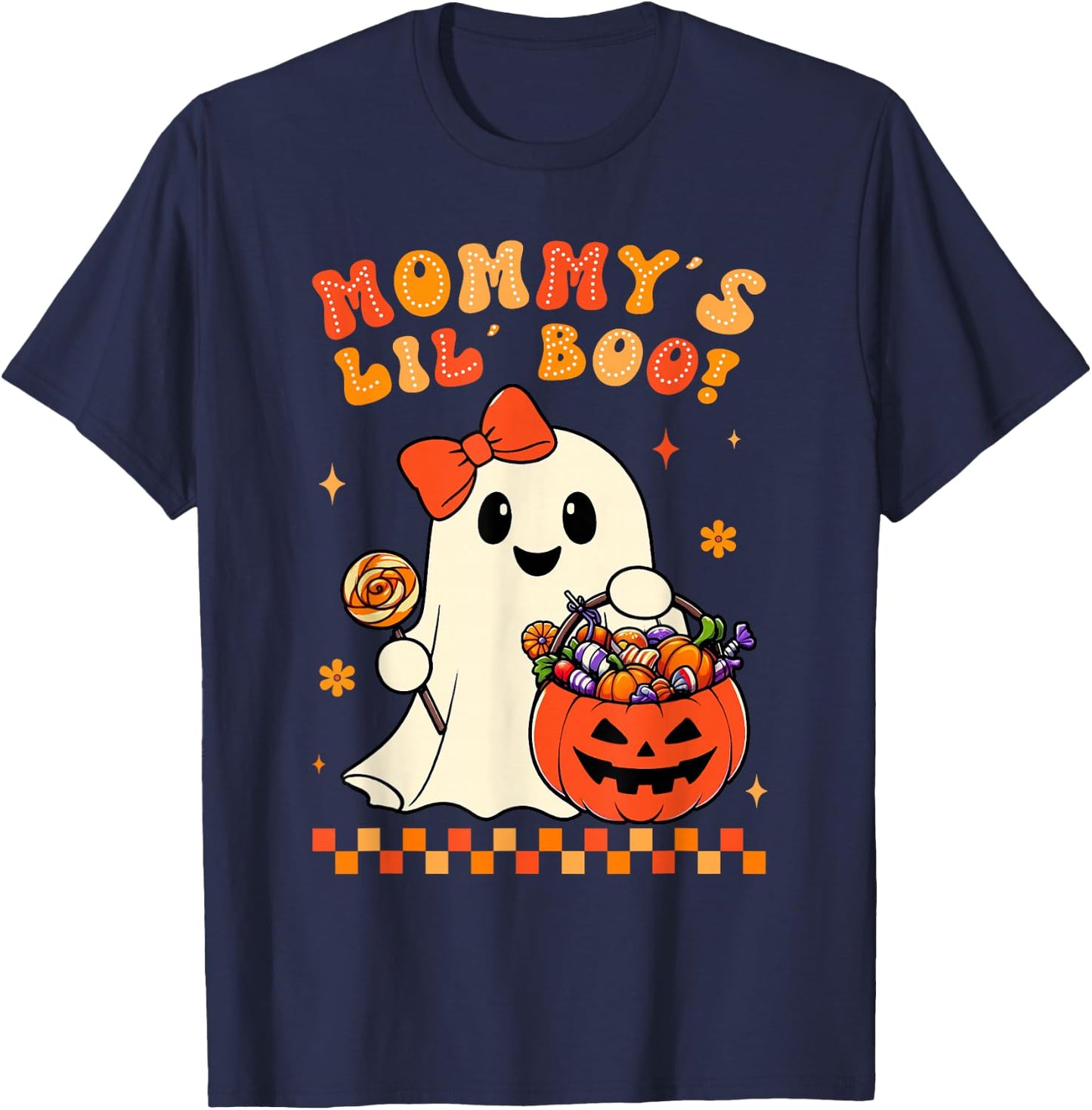 Groovy Halloween Ghost Mommys Lil Boo Girls Kids Toddler T-Shirt - T-Shirt | Navy