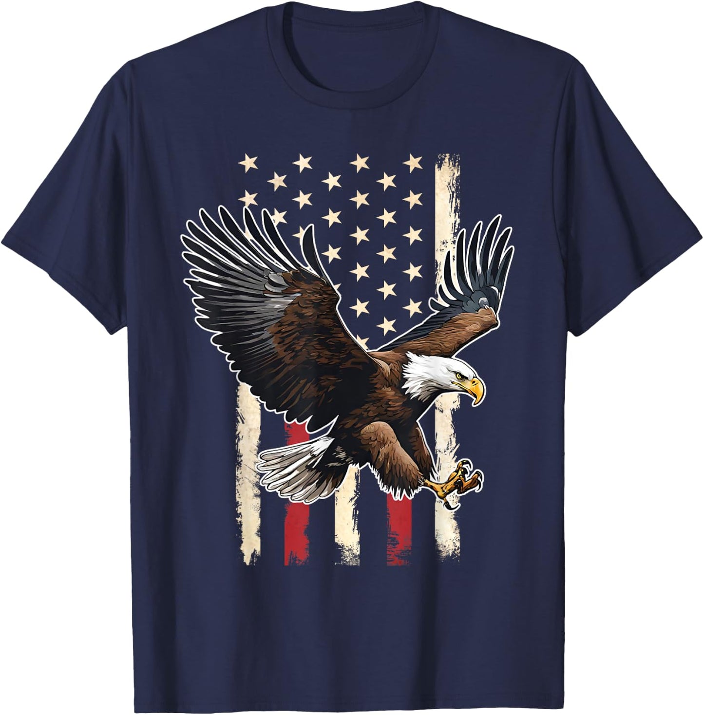 Vintage Bald Eagle American flag 4th Of July Boys Patriotic T-Shirt - T-Shirt | Navy