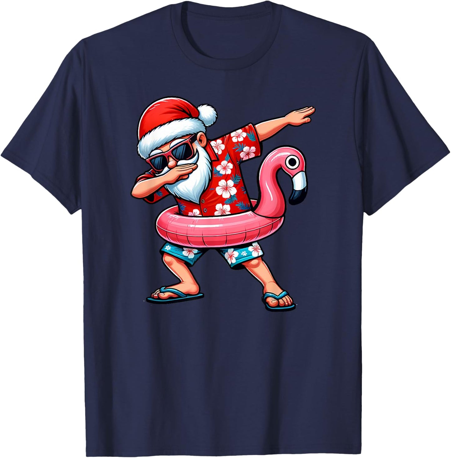 Dabbing Santa Christmas in July Hawaiian Xmas Dab Boys Men T-Shirt - T-Shirt | Navy