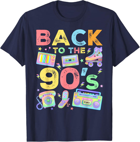 Back To 90's 1990s Vintage Style Nineties Retro Party T-Shirt - T-Shirt | Navy