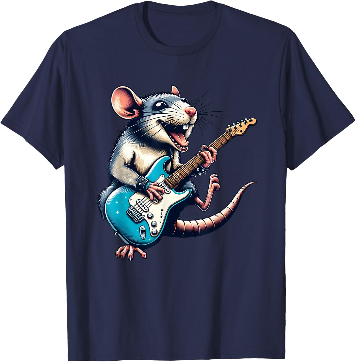 Guitar Rat Rock and Roll Guitar Player Guitarist T-Shirt - T-Shirt | Navy