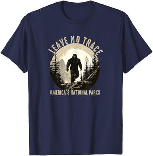 Leave No Trace America National Parks Shirt Funny Sasquatch T-Shirt - T-Shirt | Navy