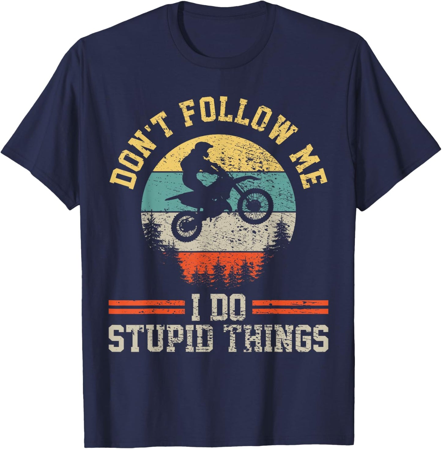 Motocross Dirt Bike Retro Vintage T-Shirt - T-Shirt | Navy