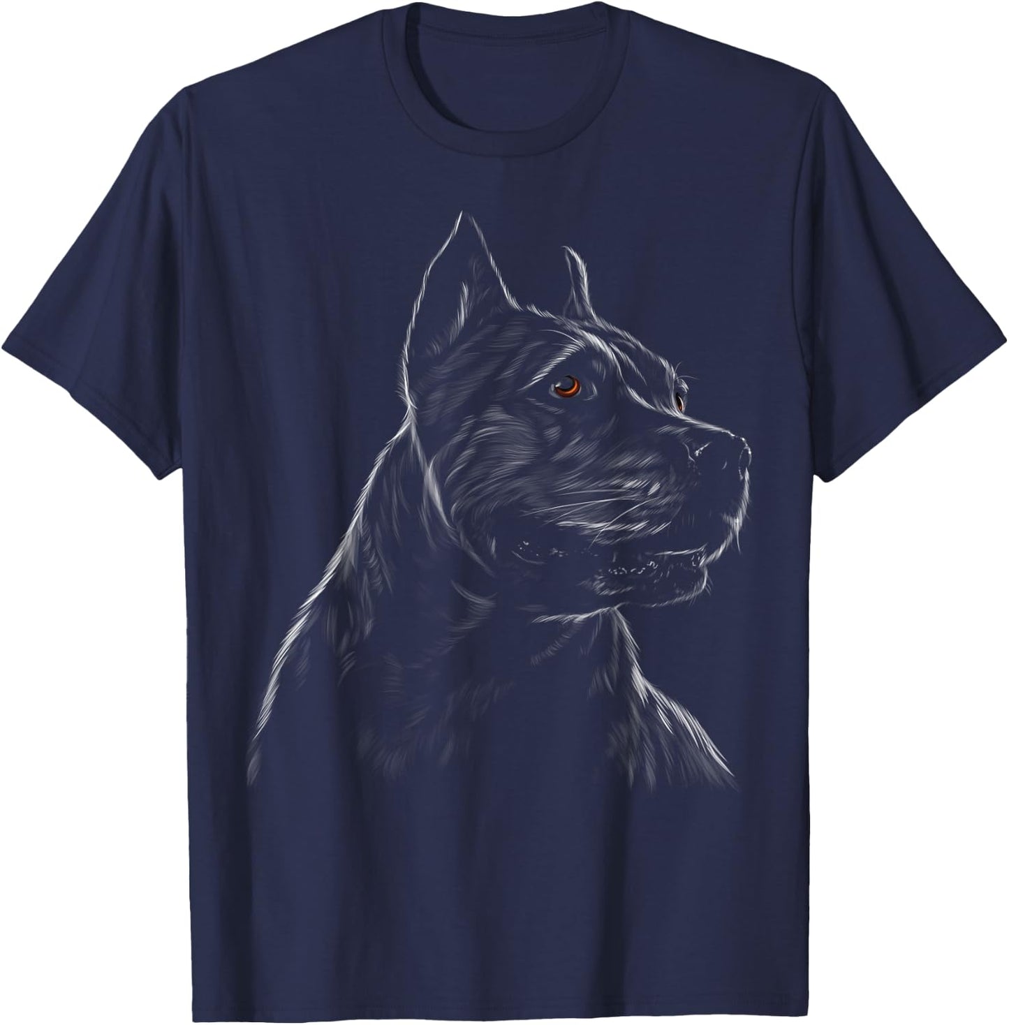 cute American Pitbull dog head black art for lovers dogs Men Women Kids T-Shirt - T-Shirt | Navy