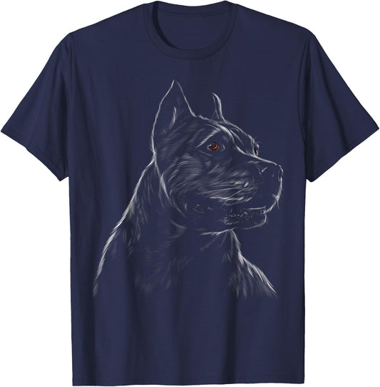 cute American Pitbull dog head black art for lovers dogs Men Women Kids T-Shirt - T-Shirt | Navy