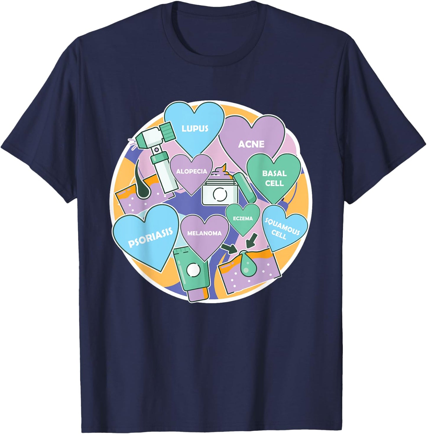 Dermatologist Team Love Dermatology Profession Skin Doctor T-Shirt - T-Shirt | Navy