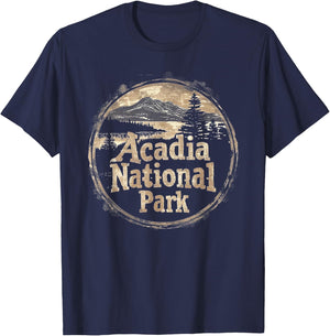Acadia - US National Park Vintage Men Women Kids Retro T-Shirt - T-Shirt | Navy
