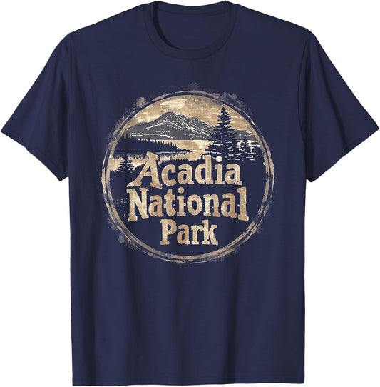 Acadia - US National Park Vintage Men Women Kids Retro T-Shirt - T-Shirt | Navy
