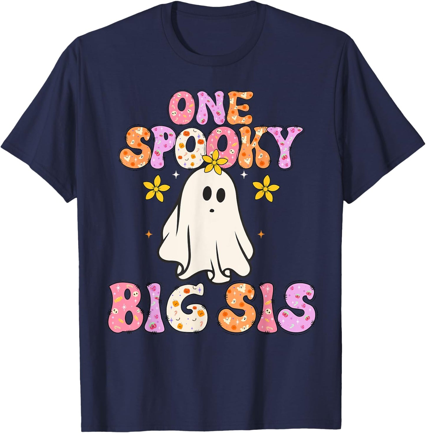Big Sister Halloween One Spooky Big sister Announcement T-Shirt - T-Shirt | Navy