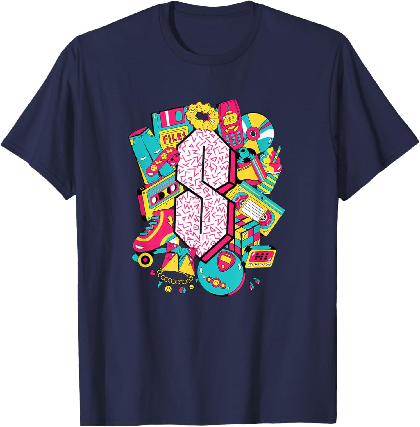 Vintage 1990 Pop Culture 90's Nostalgia T-Shirt - T-Shirt | Navy