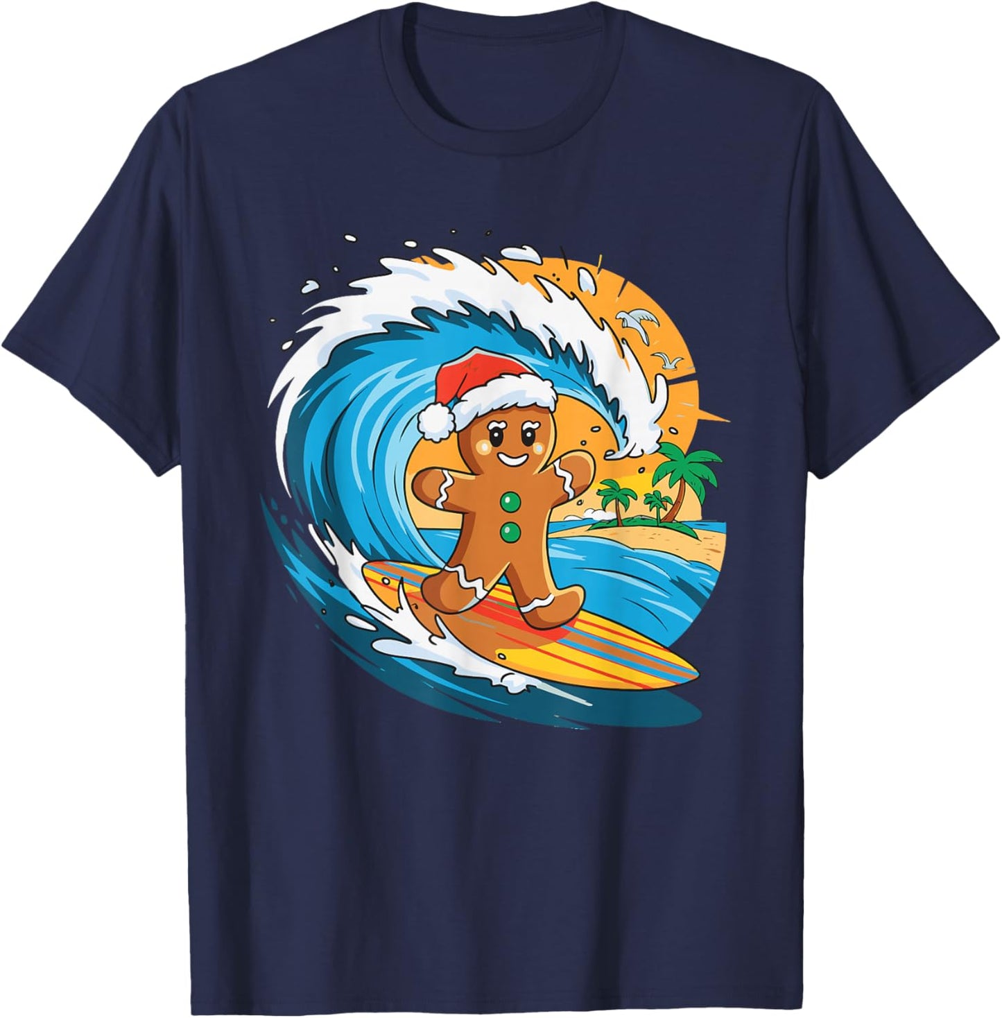 Gingerbread Surfing T-Shirt - T-Shirt | Navy