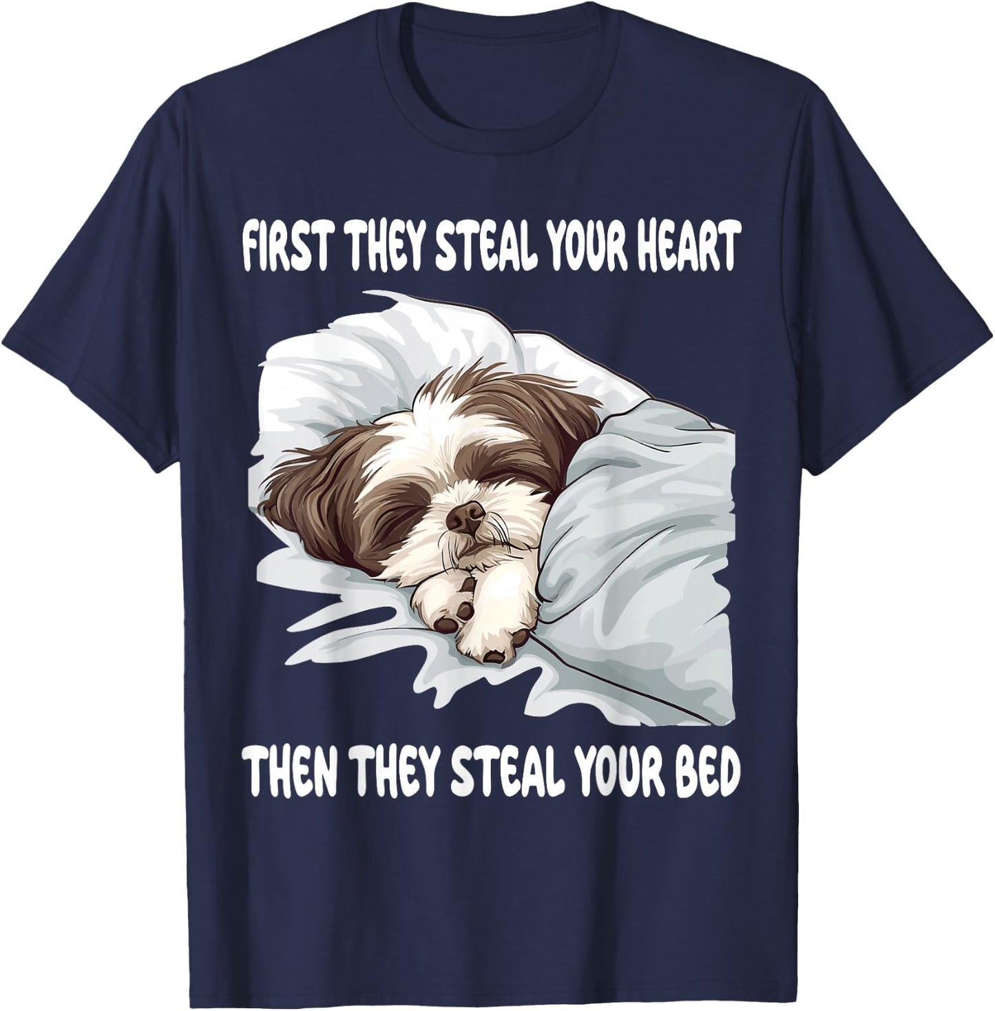 Shih Tzu Sleeping Pajamas Nightgown T-Shirt - T-Shirt | Navy