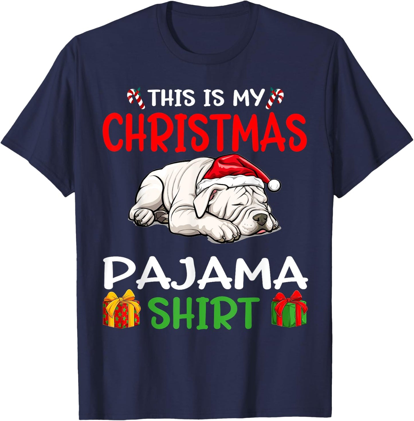 Cute Dogo Argentino Dog This is my Christmas Pajama Women Kids T-Shirt - T-Shirt | Navy