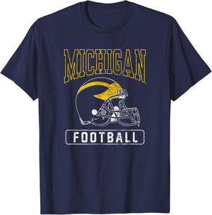 University of Michigan Wolverines U of M Football Helmet T-Shirt - T-Shirt | Navy