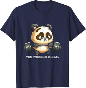 Panda The Struggle Is Real Weightlifting Fitness Gym Funny T-Shirt - T-Shirt | Navy