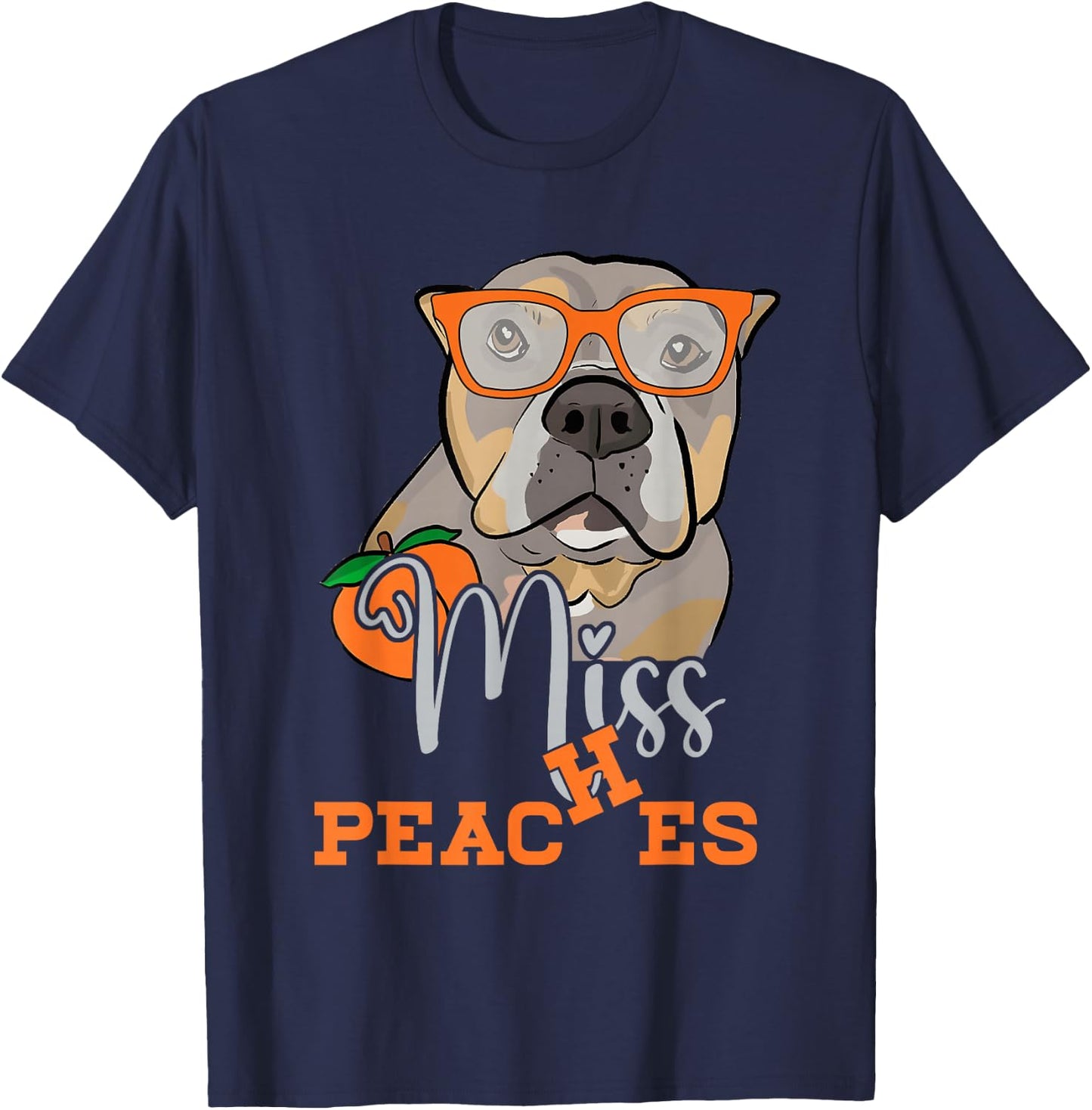 Miss a Peaches Pitbull Dog Animal Pet Lover Humor T-Shirt - T-Shirt | Navy