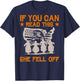 Funny If You Can Read This She Fell Off Biker Motorcycle T-Shirt - T-Shirt | Navy