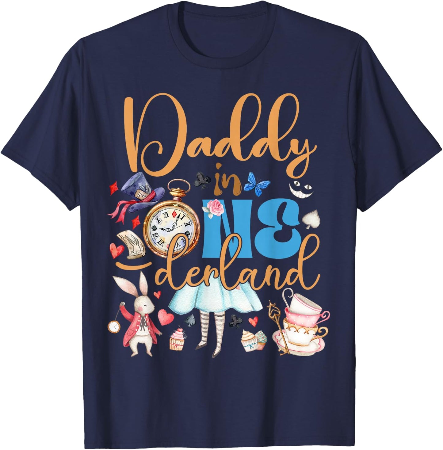 Alice Daddy in ONEderland Birthday Family T-Shirt - T-Shirt | Navy