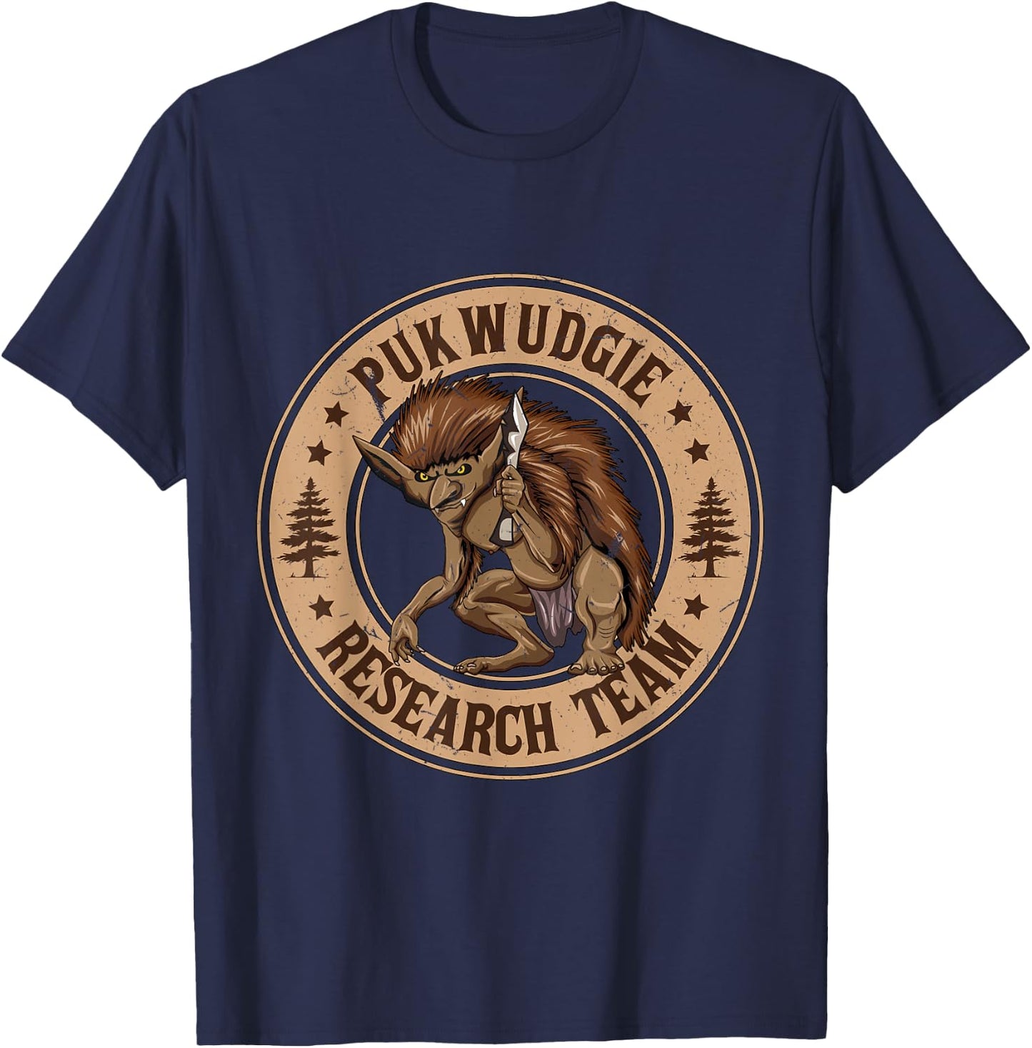 Pukwudgie Research Team Monster Creatures Local Cryptid T-Shirt - T-Shirt | Navy