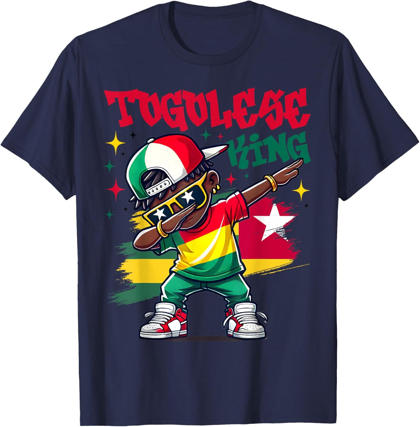 Togolese King Dabbing Togo Flag Pride for Kids T-Shirt - T-Shirt | Navy
