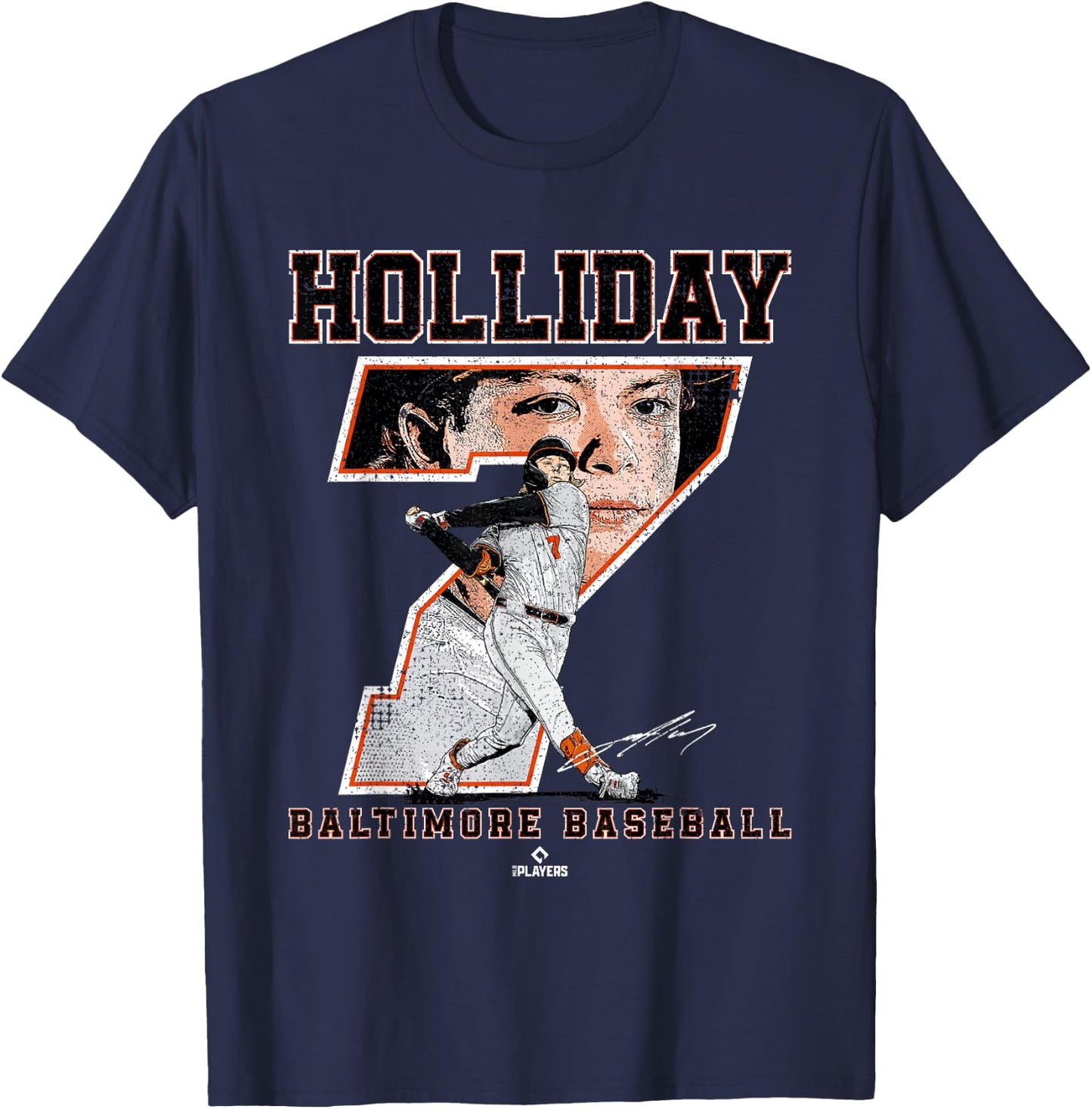 Number and Portrait Jackson Holliday Baltimore MLBPA T-Shirt - T-Shirt | Navy