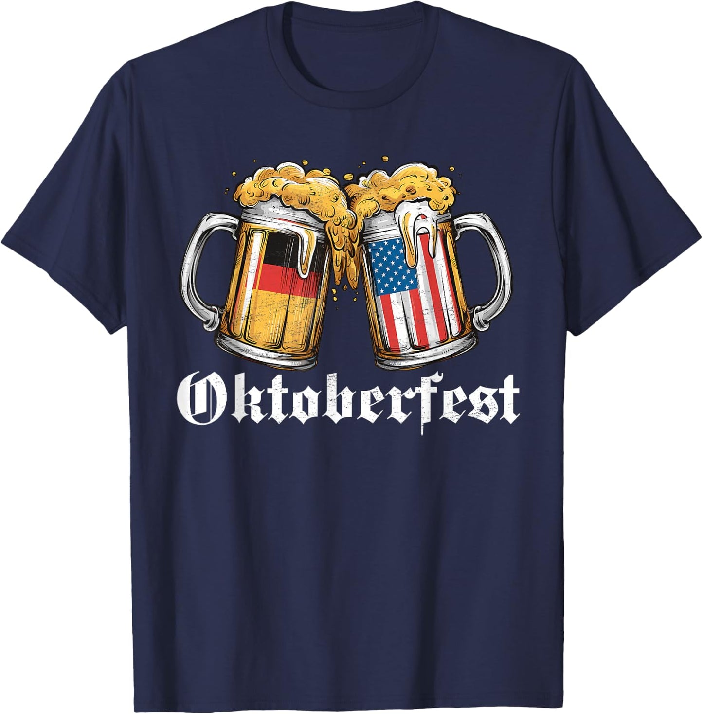 Oktoberfest Beer German American Flag T shirt Oktoberfest T-Shirt - T-Shirt | Navy
