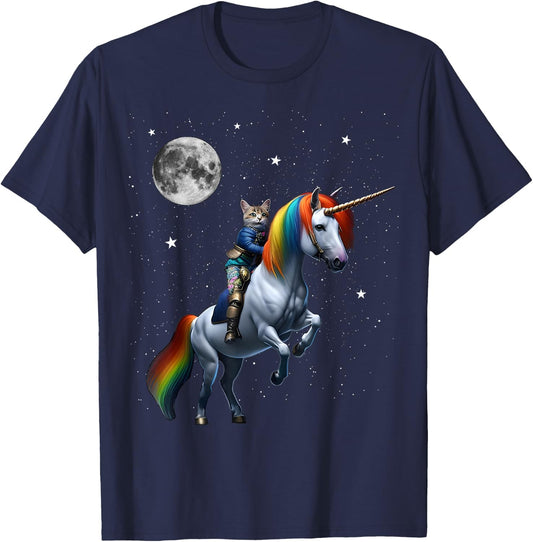 Cat Riding Unicorn T-Shirt - T-Shirt | Navy
