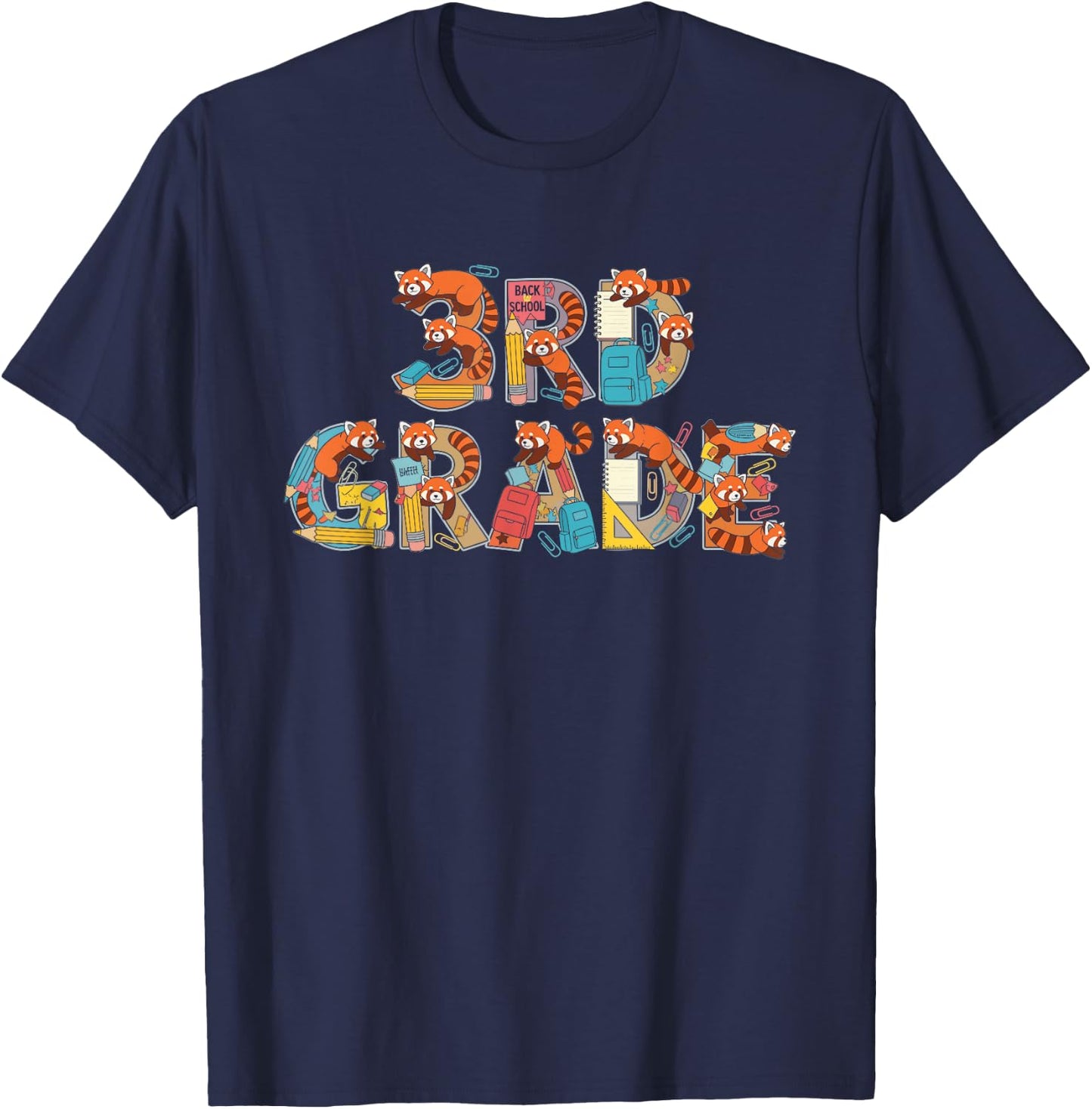 Funny Red Panda Third Grade Back to School Kids Boys Girls T-Shirt - T-Shirt | Navy