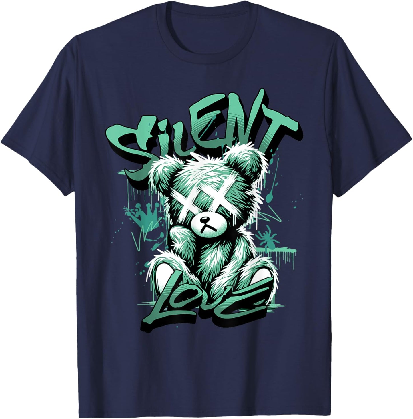 Silent Love Retro Green Glow 1s Matching Women T-Shirt - T-Shirt | Navy